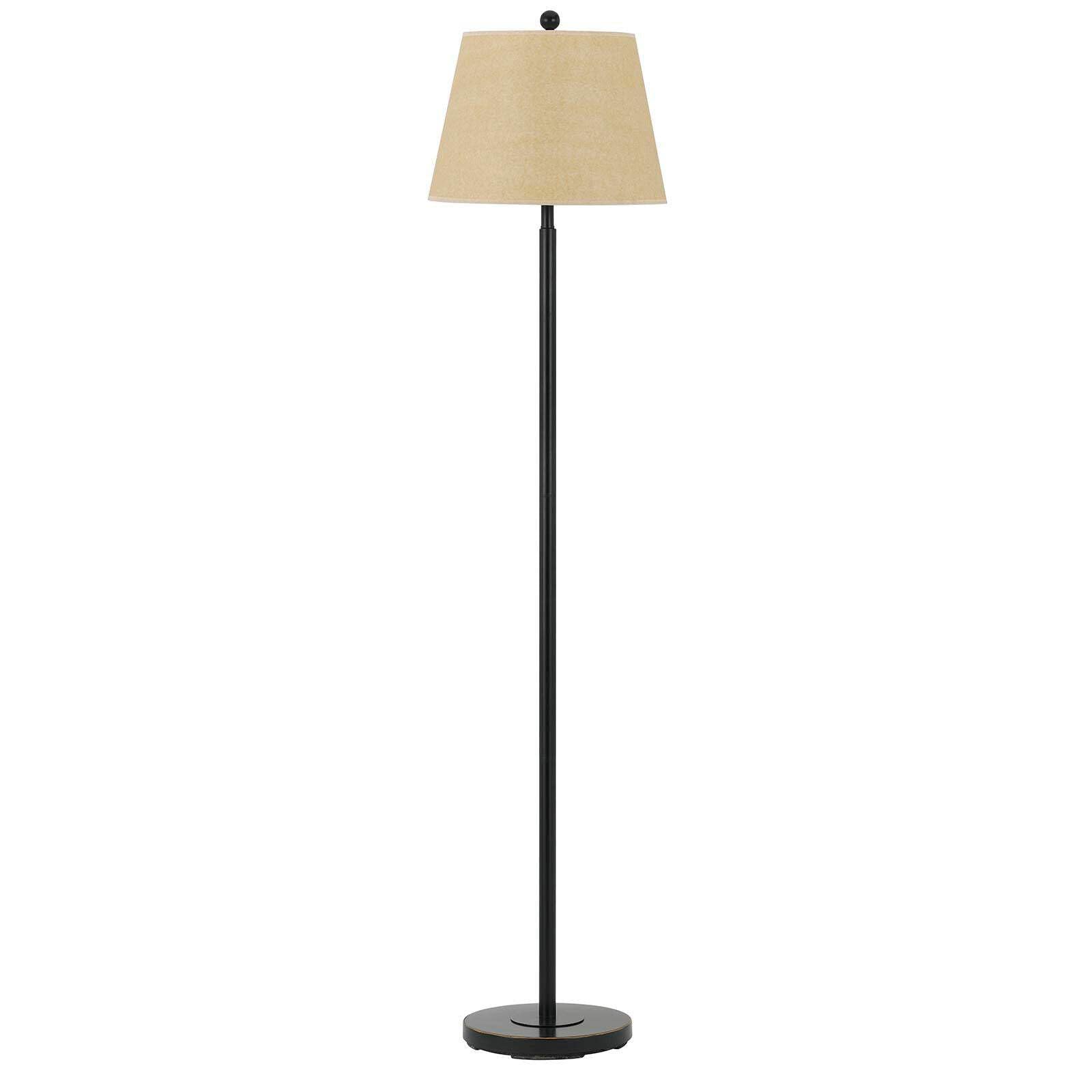 HomeRoots Bronze Traditional Floor Lamp, 60 in., Metal, Tan Square Shade