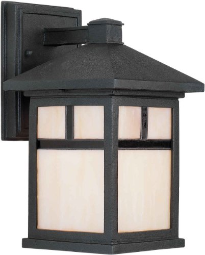 FORTE Exterior Wall Light Honey Glass Shades 10Hx6Lx10W Black Model 1773-01-04