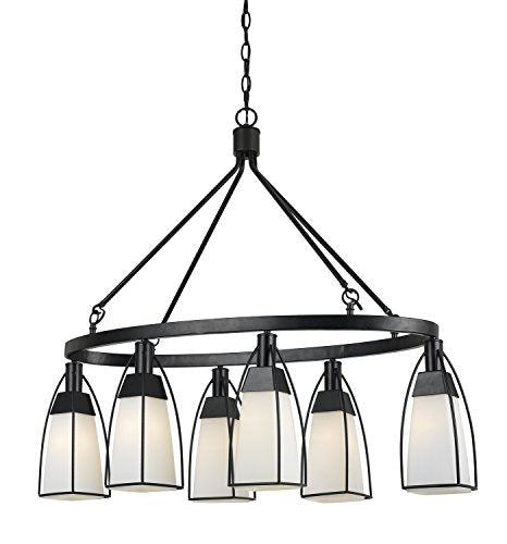 Cal Lighting Fx-3612-6 Restoration Six Light Chandelier From Channing Collection In Bronze/Dark Finish, 40.00 Inches, Black