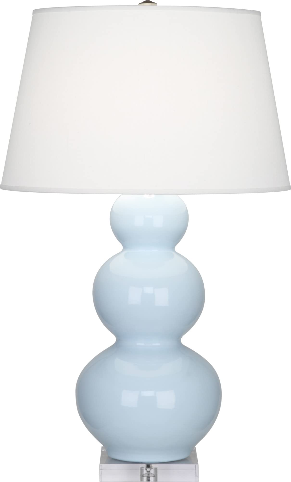 Robert Abbey A361X Lamps with Pearl Dupioni Fabric Shades, Lucite Base/Baby Blue Glazed Ceramic Finish