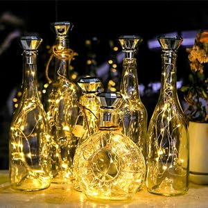 Yjfwal 2024 Upgraded 12 Pack Diamond Solar Wine Bottle Lights,20 Led Solar Operated Mini Copper String Lights For Wine Bottles With Cork Christmas, Outdoor, Wedding Deco, Halloween Deco(Warm White)