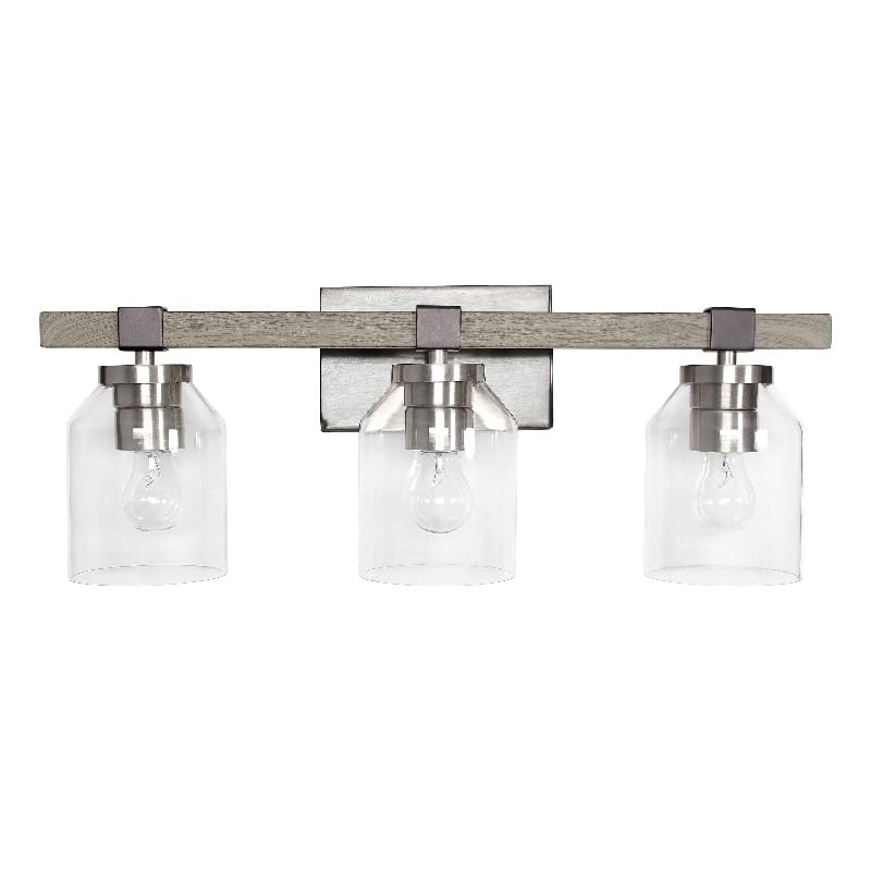 All The Rages Barnlit 3-Light Metal & Glass Vanity Fixture In Brushed Nickel