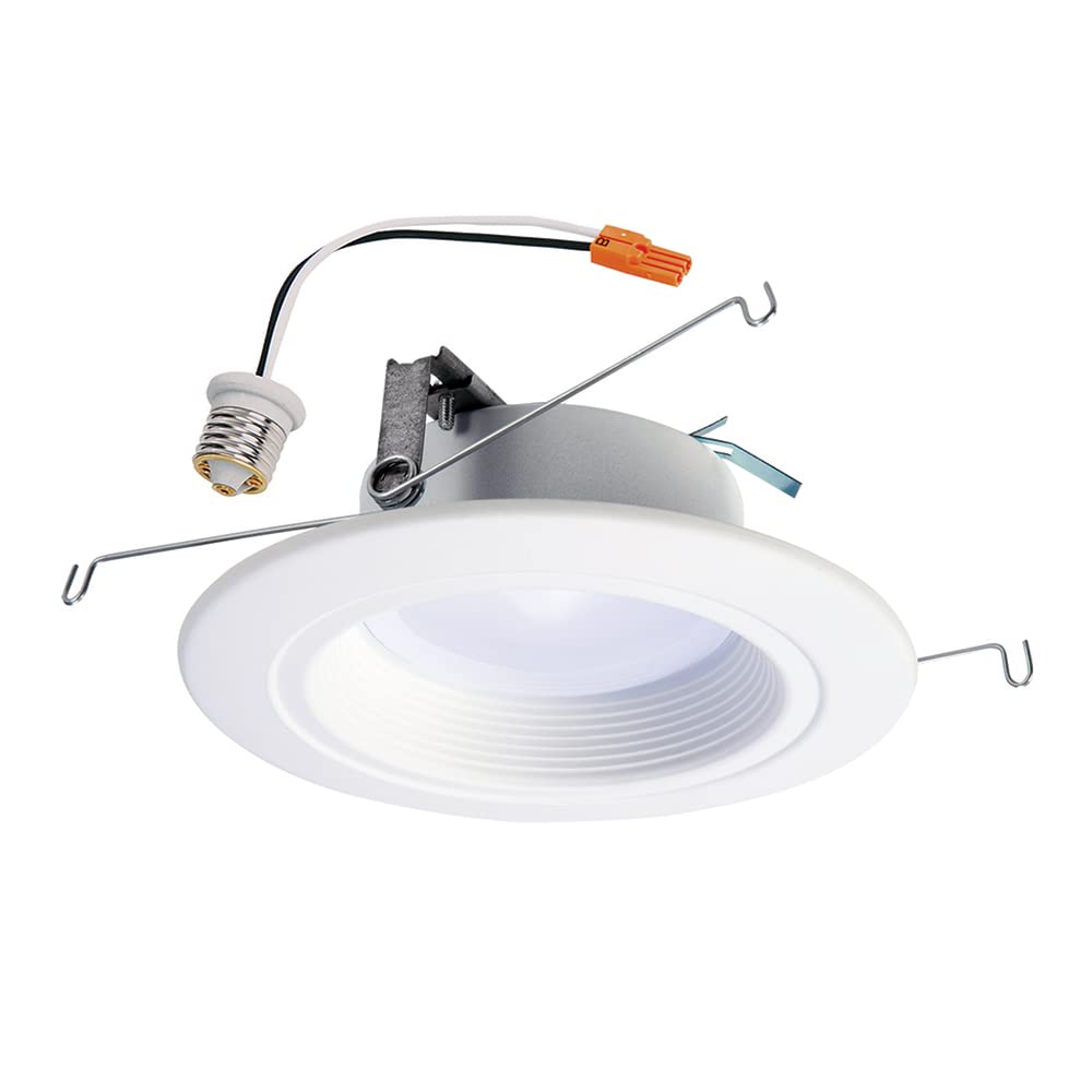 HALO RL Series 5/6 inch Recessed LED Light - Retrofit Ceiling & Shower Downlight, Baffle White Trim, Selectable CCT (2700K-5000K