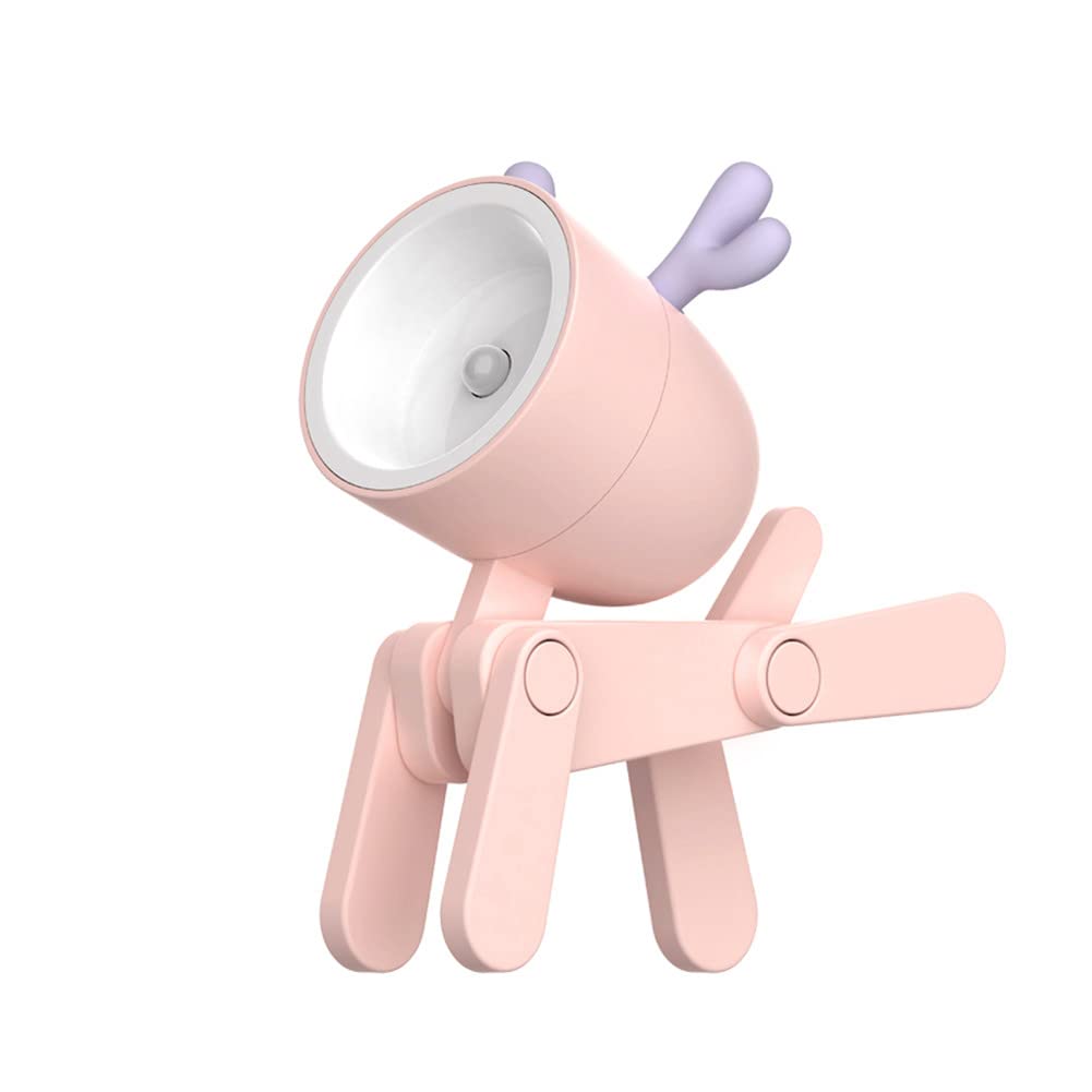 SpassLeben Night Light for Kids, Mini LED Desk Lamp, Pink Deer, Decorative Indoor Nightstand, Christmas Birthday Gift