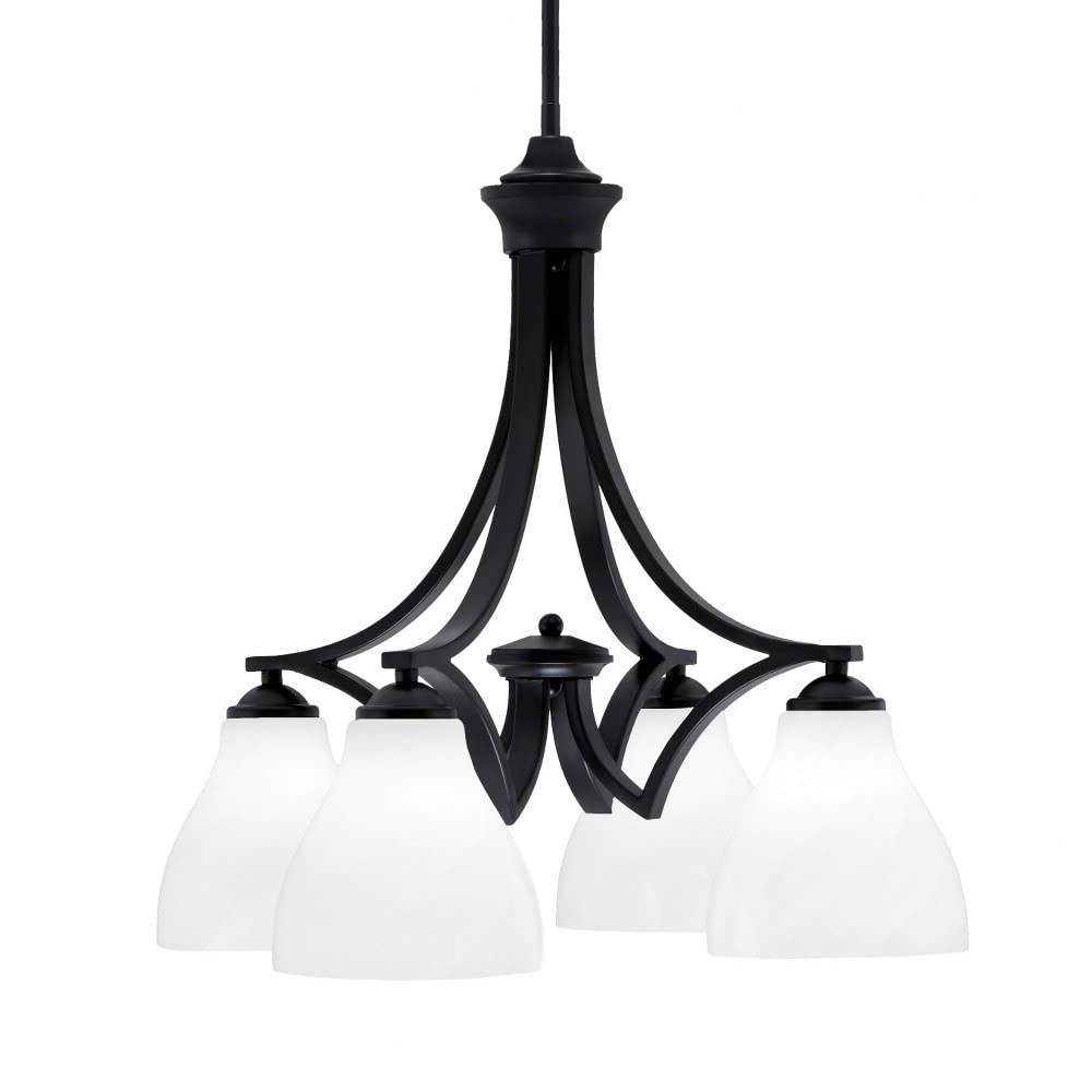 Toltec Lighting 568-Mb-4761 Zilo - 4 Light Downlight Chandelier-20.75 Inches Tall And 21.5 Inches Wide, Finish Color: Matte Black, Glass Color: White Marble