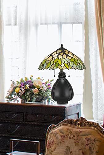 Cal Lighting Bo-2798Tb Tiffany/Mica Two Light Table Lamp From Tiffany Collection In Bronze/Dark Finish, 16.00 Inches