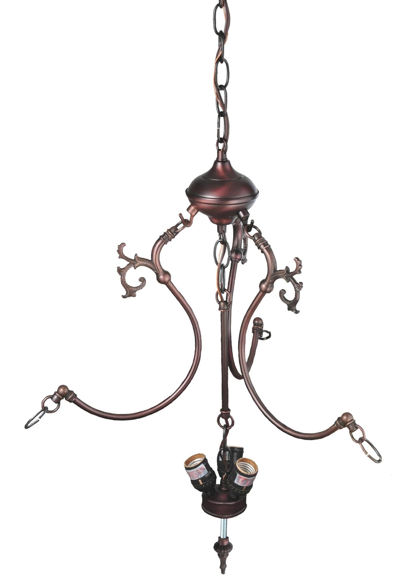 Meyda Tiffany Ceiling Light Fixture, Model 30444, Alloy Steel, 3 Fancy Q-Arms, 3 Light, 29.92 inches