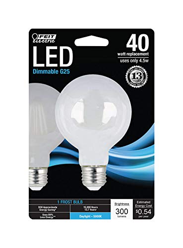 Feit Electric G25 40W Bulb, Plastic, Model BPG2540W/950CA/FI, One Size, Product Specific