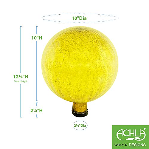 ACHLA DESIGNS Gazing Glass Garden Globe Sphere, 10-in, Lemon Drop, Model G10-Y-C