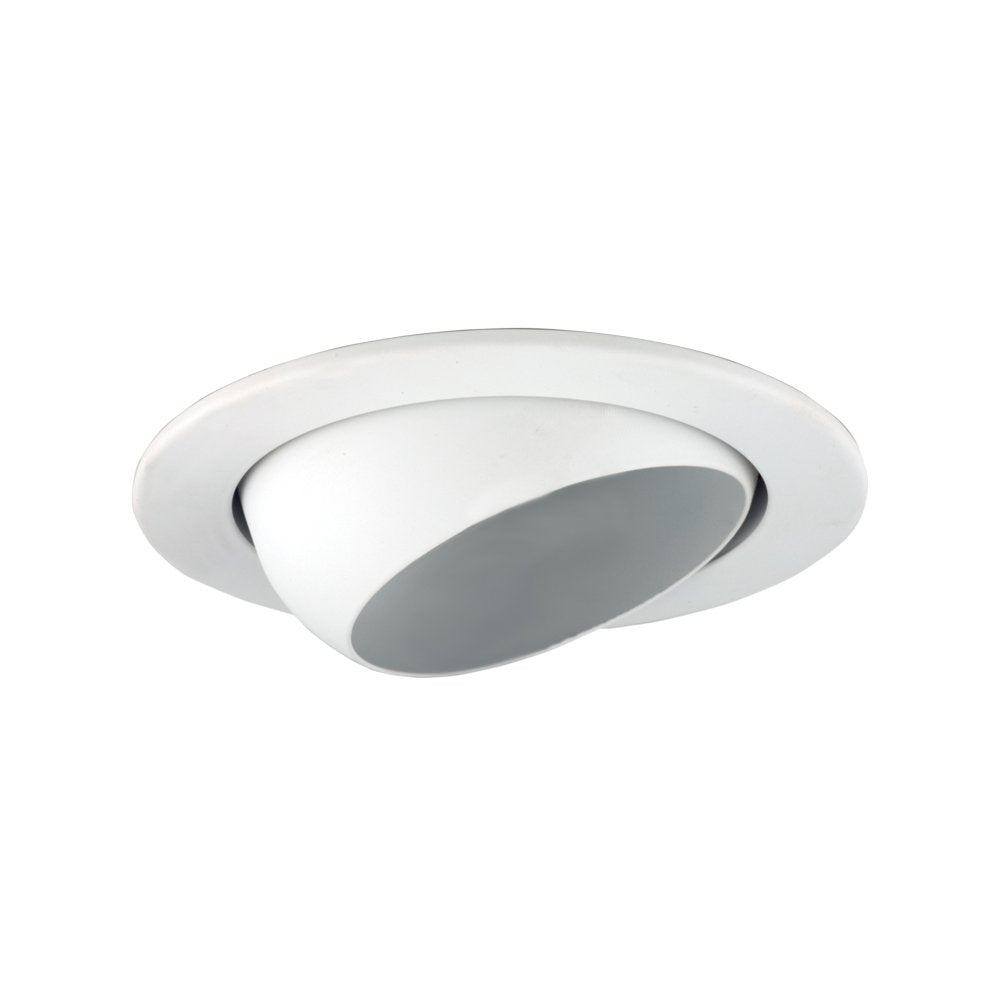 Jesco Lighting TM205WH 2-Inch Aperture Line Voltage Trim Recessed Light, Adjustable Eyeball, White Finish
