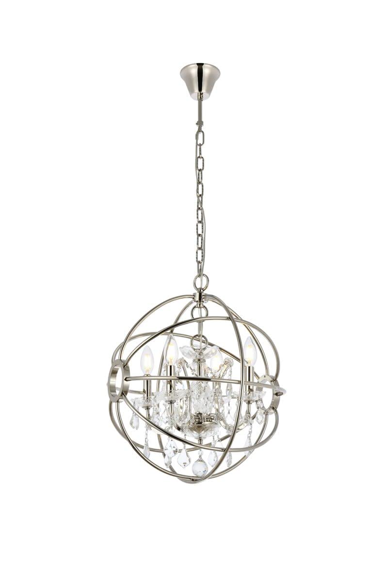 Elegant Lighting Geneva Collection 4-Light Pendant Lamp with Royal Cut Crystals, Dark Bronze Finish