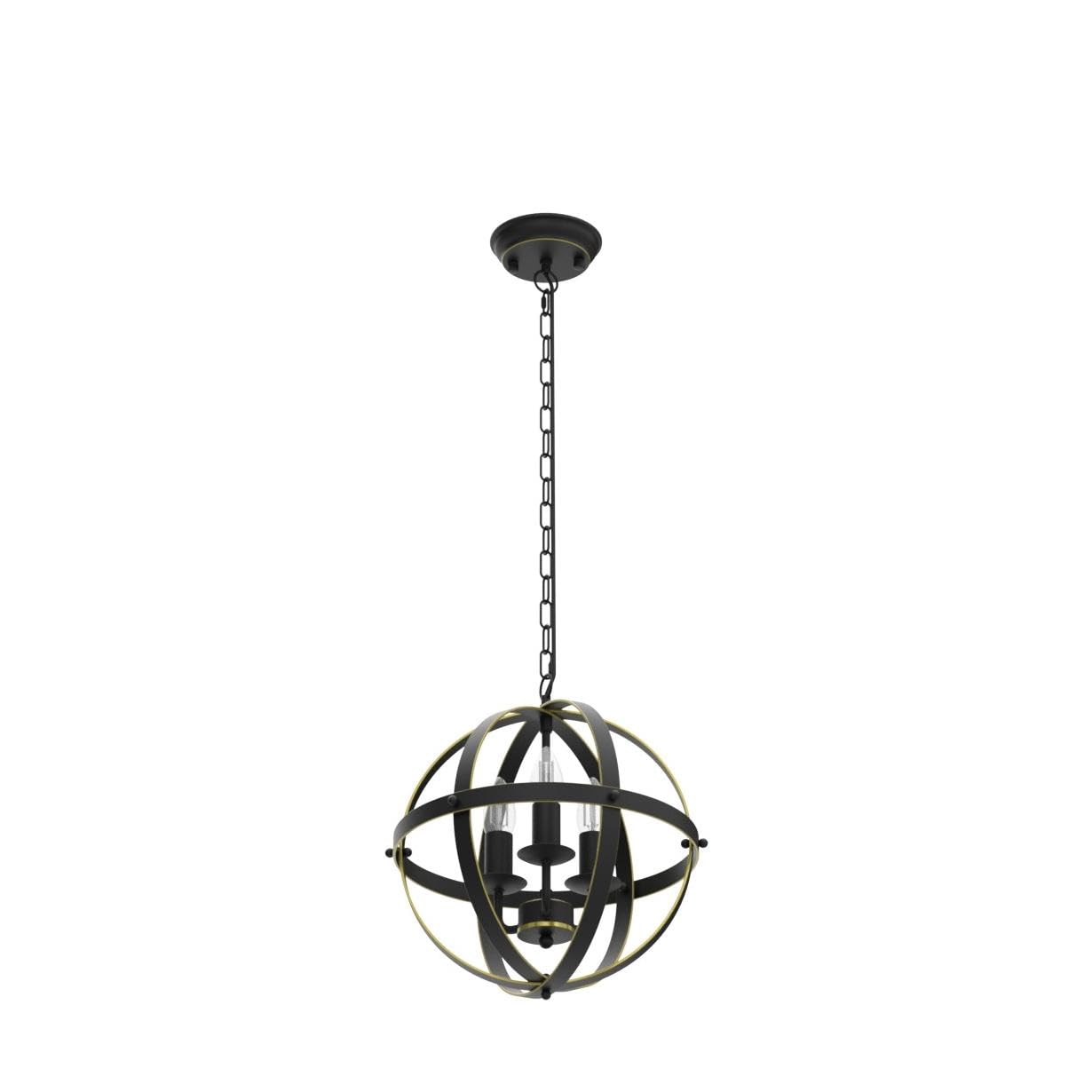 DINGLILIGHTING Chandelier Lighting Fixture, 3-Light Metal Pendant, Gold, Model WS-FND2-40B