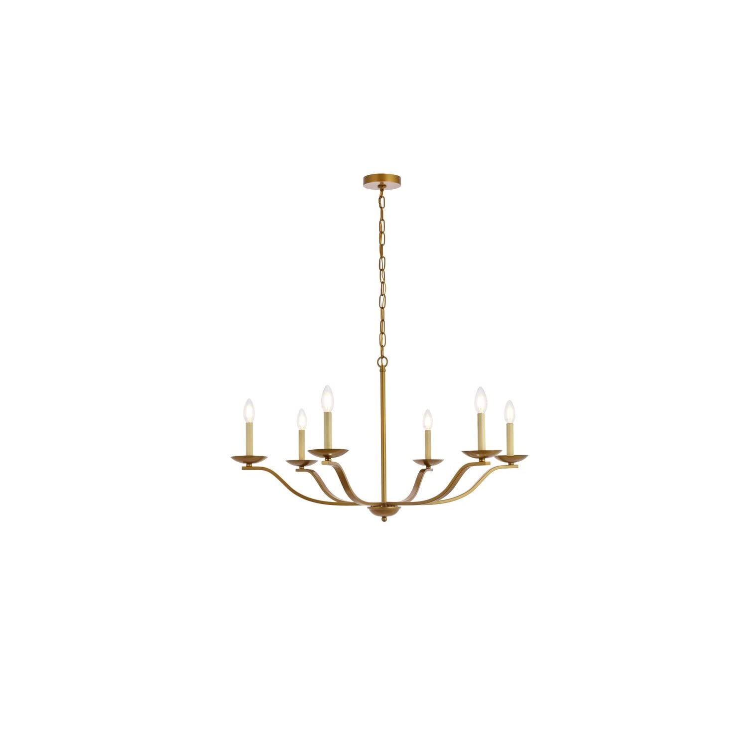 Living District Trey 6-Light Mid-Century Metal Pendant in Brass