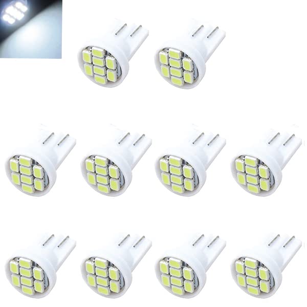 Jtech 10X T10 8-Smd White Led Car Lights Bulb Interior, Instrument Cluster, License Light W5W, 147, 152, 158, 159, 161, 168, 184, 192, 193, 194 2825