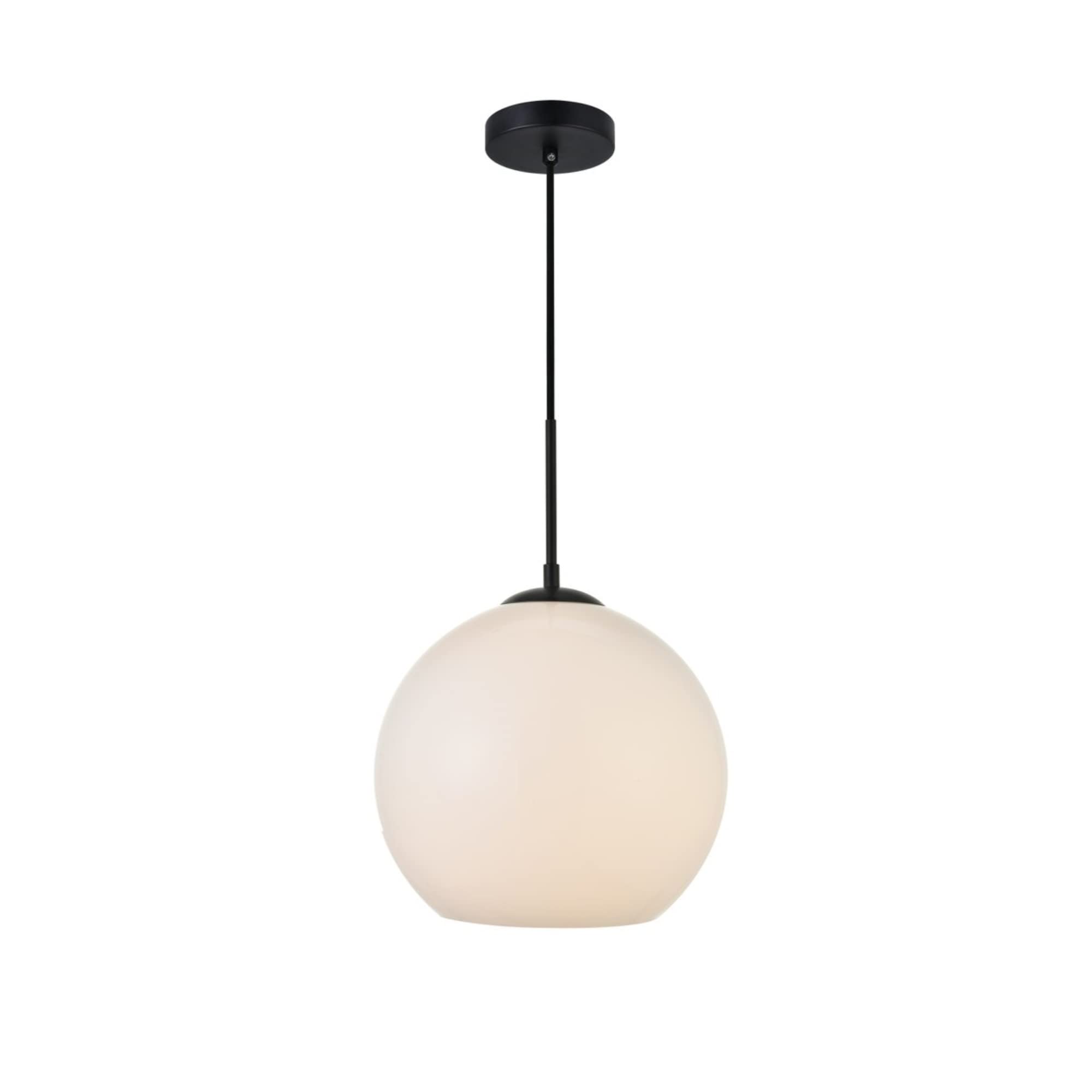 Elegant Lighting Living District Baxter 1 Light Black Pendant With Frosted White Glass