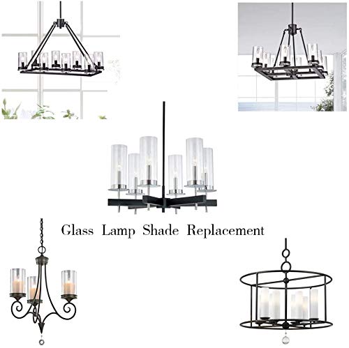 Sunwo Glass Shade Straight Cylinder Glass Lamp Shade Replacement With Multiple Effects(Bubble Cylinder With Fitter)