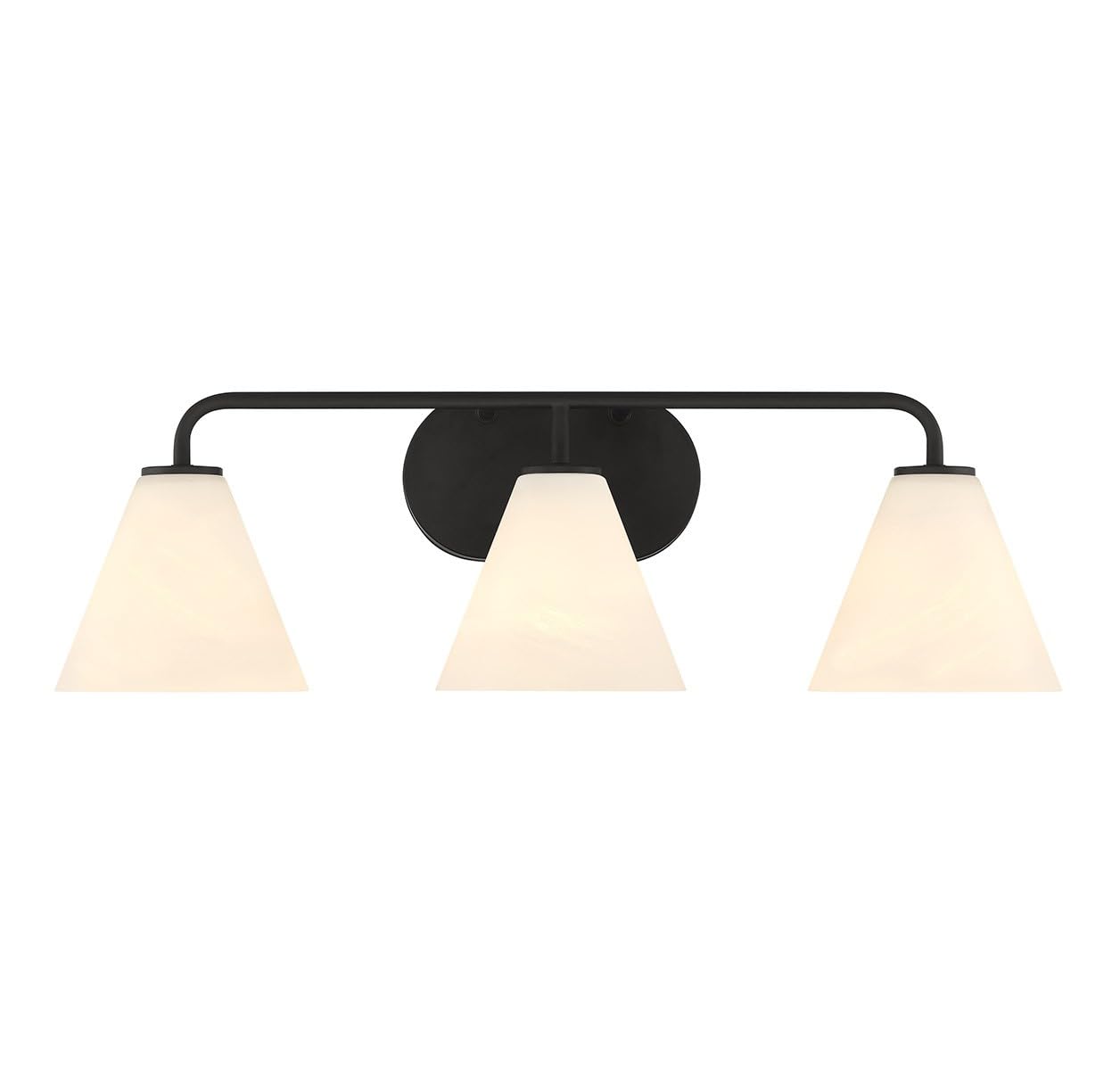 Savoy House 8-2988-3-BK Blair Traditional Vintage White Strie Glass Bathroom Vanity Wall Light, 3-Light 180 Total Watts, 8 H x 2