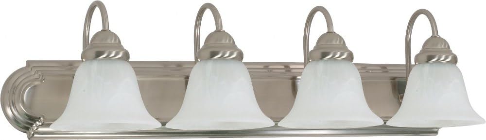 Nuvo 60/322 Four Wall-Vanity Light Fixture, 4, Brushed Nickel/Alabaster Glass