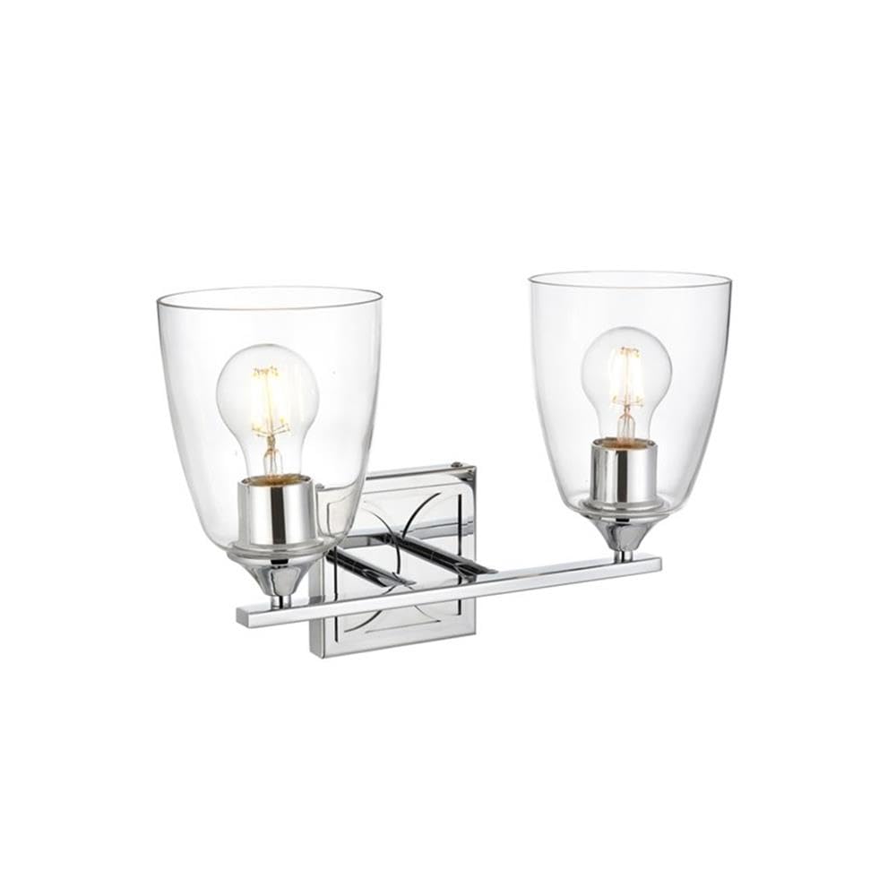 Living District Harris 2-Light Iron & Glass Bath Sconce in Chrome/Clear