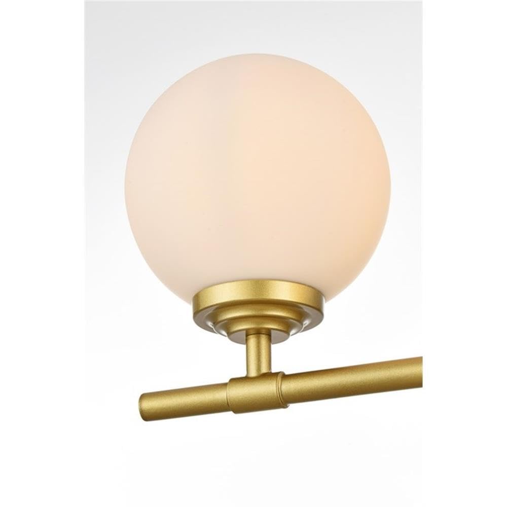 Living District Ansley 3-Light Iron & Glass Bath Sconce in Brass/Frosted White