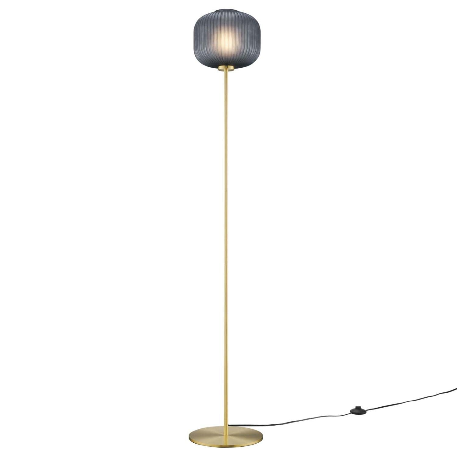 Modway Reprise 1-Light Modern Glass/Metal Floor Lamp in Black/Satin Brass