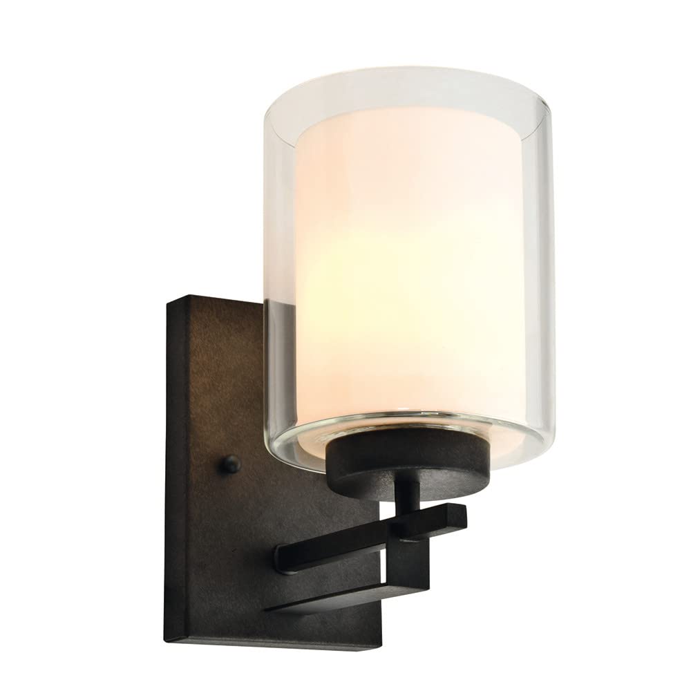 Design House 578153 Impala Traditional 1-Light Indoor Wall Light Dimmable With Double Glass For Bathroom Bedroom Hallway, Rustic