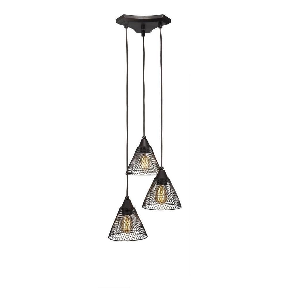 Toltec Lighting 28-Dg-805-Led18A Europa Multi Light Mini Pendant, Dark Granite Shade, 3 Light