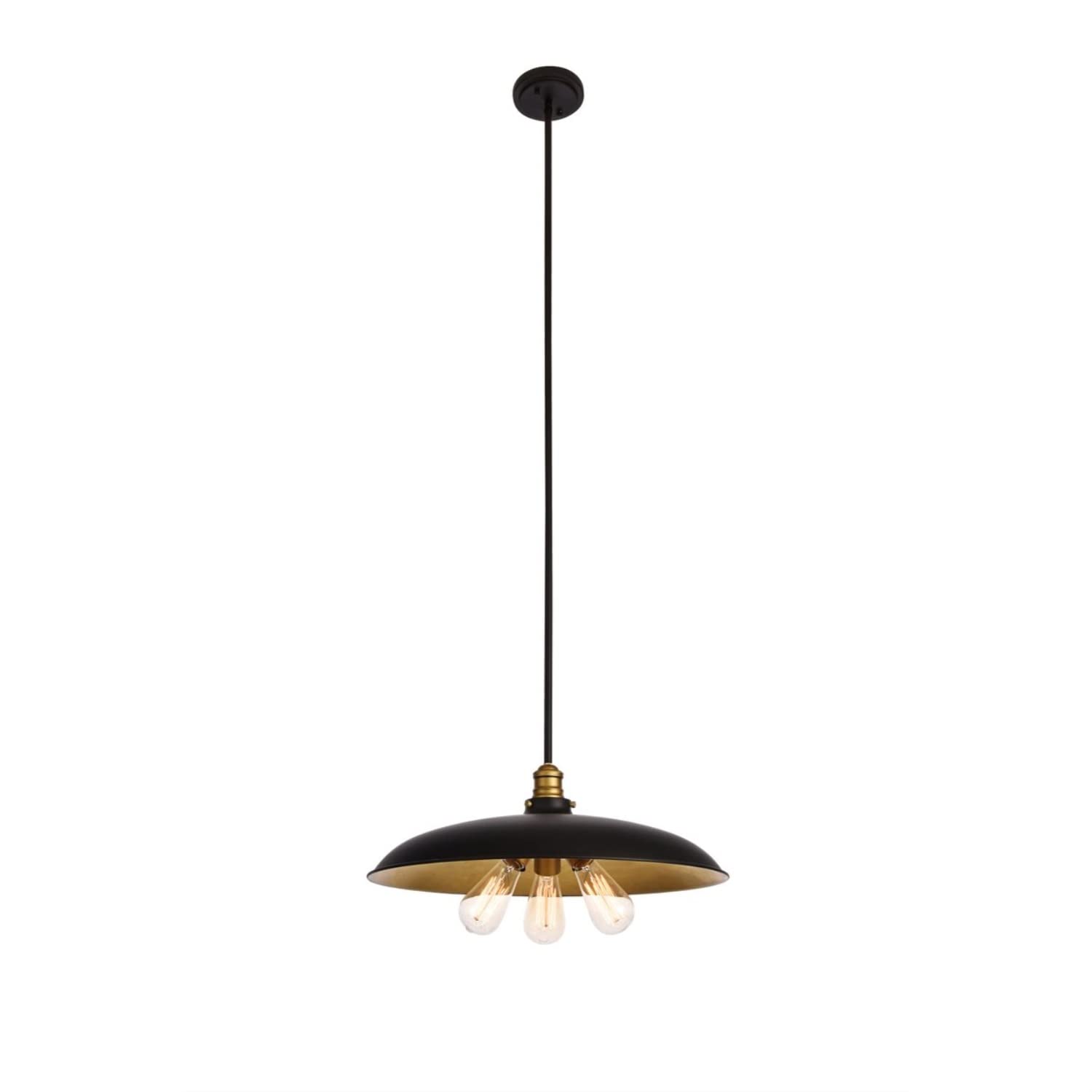 Elegant Lighting Living District Indoor Modern Home Decorative Bright Ceiling Anders Collection Chandelier D20.5 H6.5 Lt:3 Black and Brass Finish