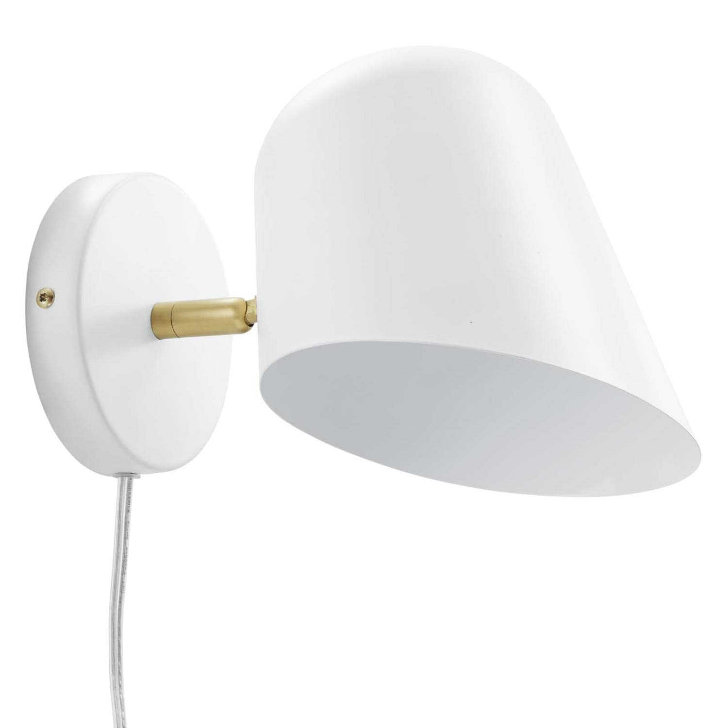 Modway Briana 1-Light Modern Metal Swivel Wall Sconce in White