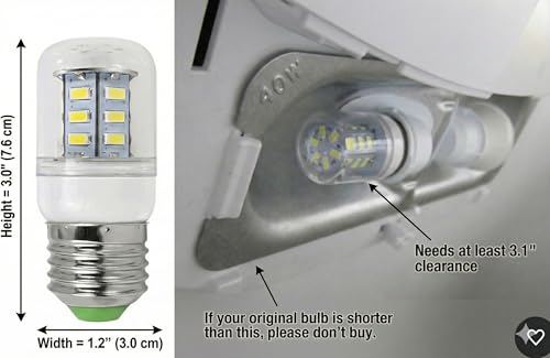 TL HONGPHUC LED Light Bulb Replacement for Frigidaire & Kenmore, E27 Large Base, 3.5W, White, Model BD, 2PCS