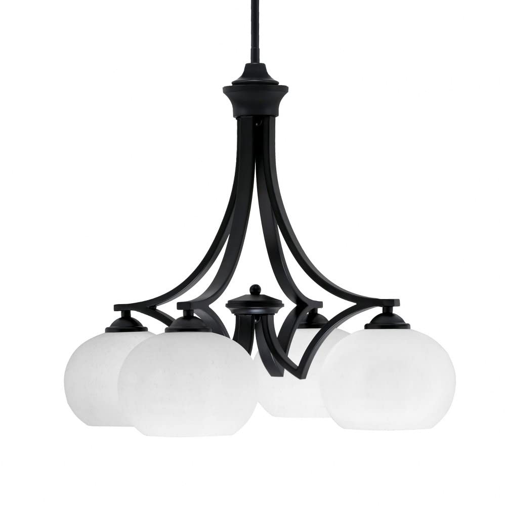 Toltec Lighting 568-Mb-212 Zilo - 4 Light Downlight Chandelier-17.25 Inches Tall And 22 Inches Wide, Finish Color: Matte Black, Glass Color: White Muslin