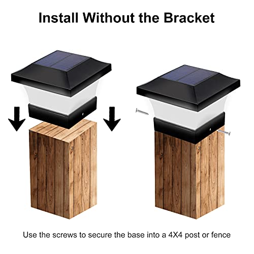 T-SUN Solar Post Lights, Waterproof 6000K White LED for 4x4 Wooden Posts, 2 Pack - Outdoor Deck, Patio, Garden Decor