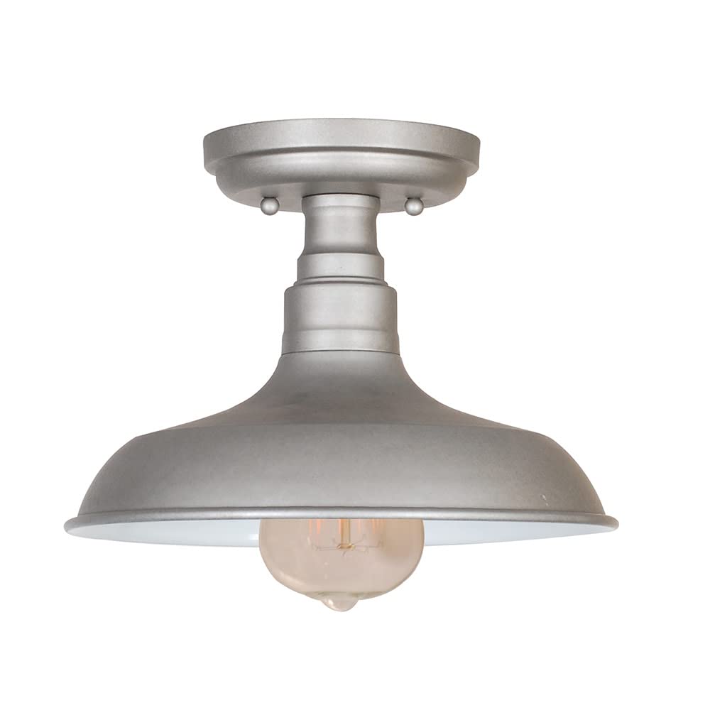 Design House 519876 Kimball Industrial Farmhouse 1-Light Indoor Semi-Flush Ceiling Mount Light with Metal Shade for Kitchen Hall