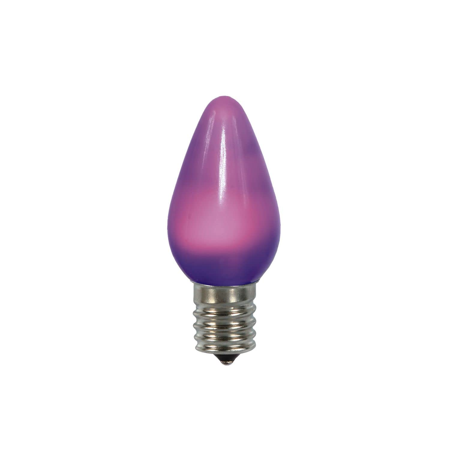 Vickerman C7 Ceramic LED Twinkle Bulb, 130V, 0.96W, Purple, Nickel Base, 25 Bulbs per Pack
