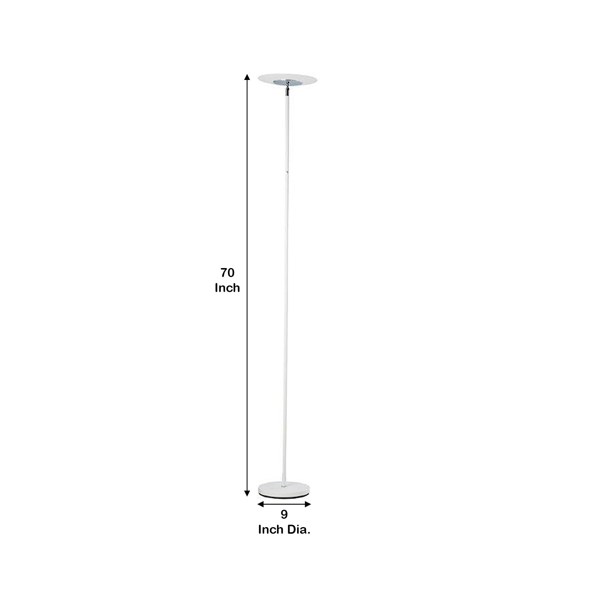 Benzara Bm240395 Floor Lamp With Adjustable Torchiere Head & Sleek Metal Body, White