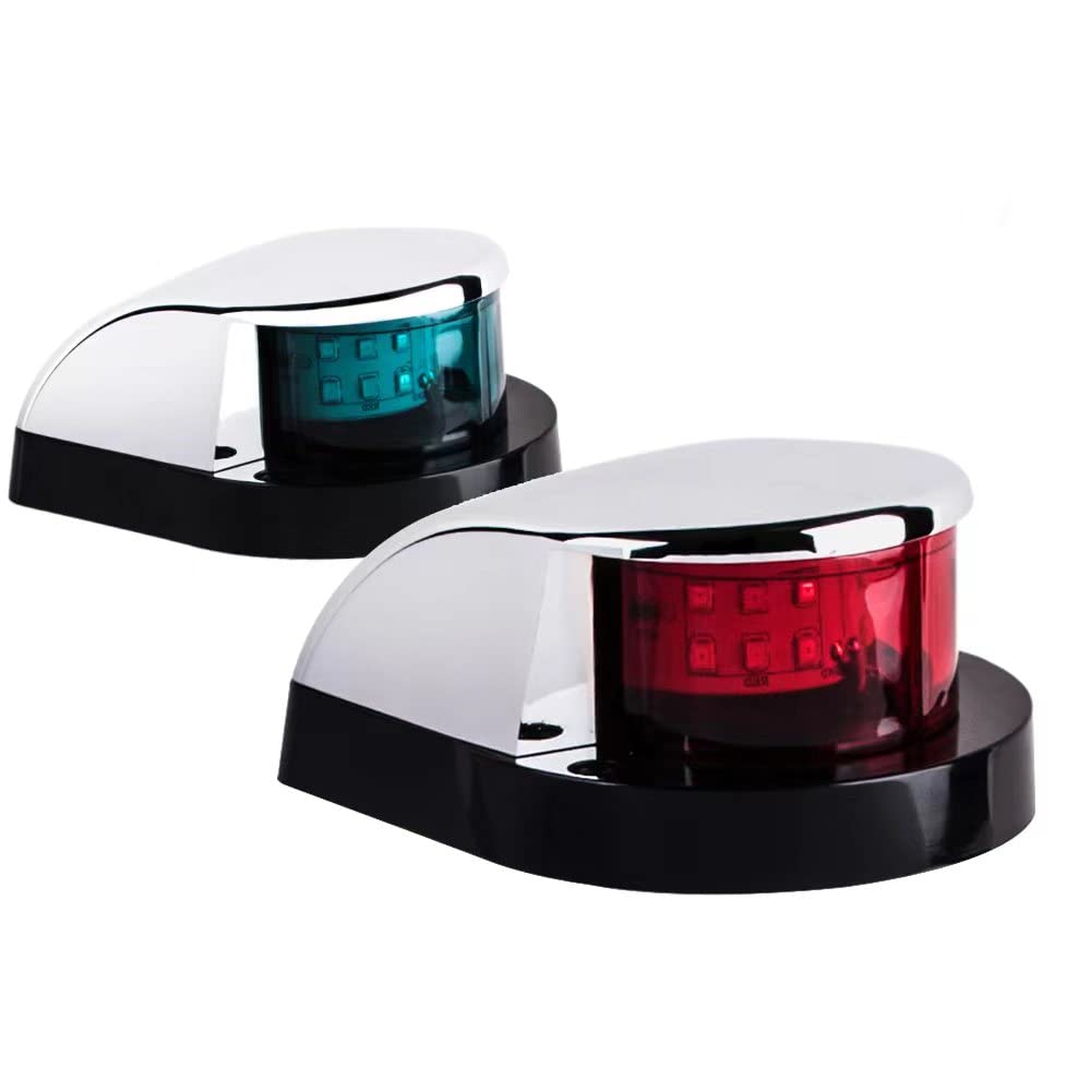 Led Boat Navigation Light Red And Green Led Marine Navigation Light Boat Bow Light For Pontoon And Small Boat (Silver New Versio