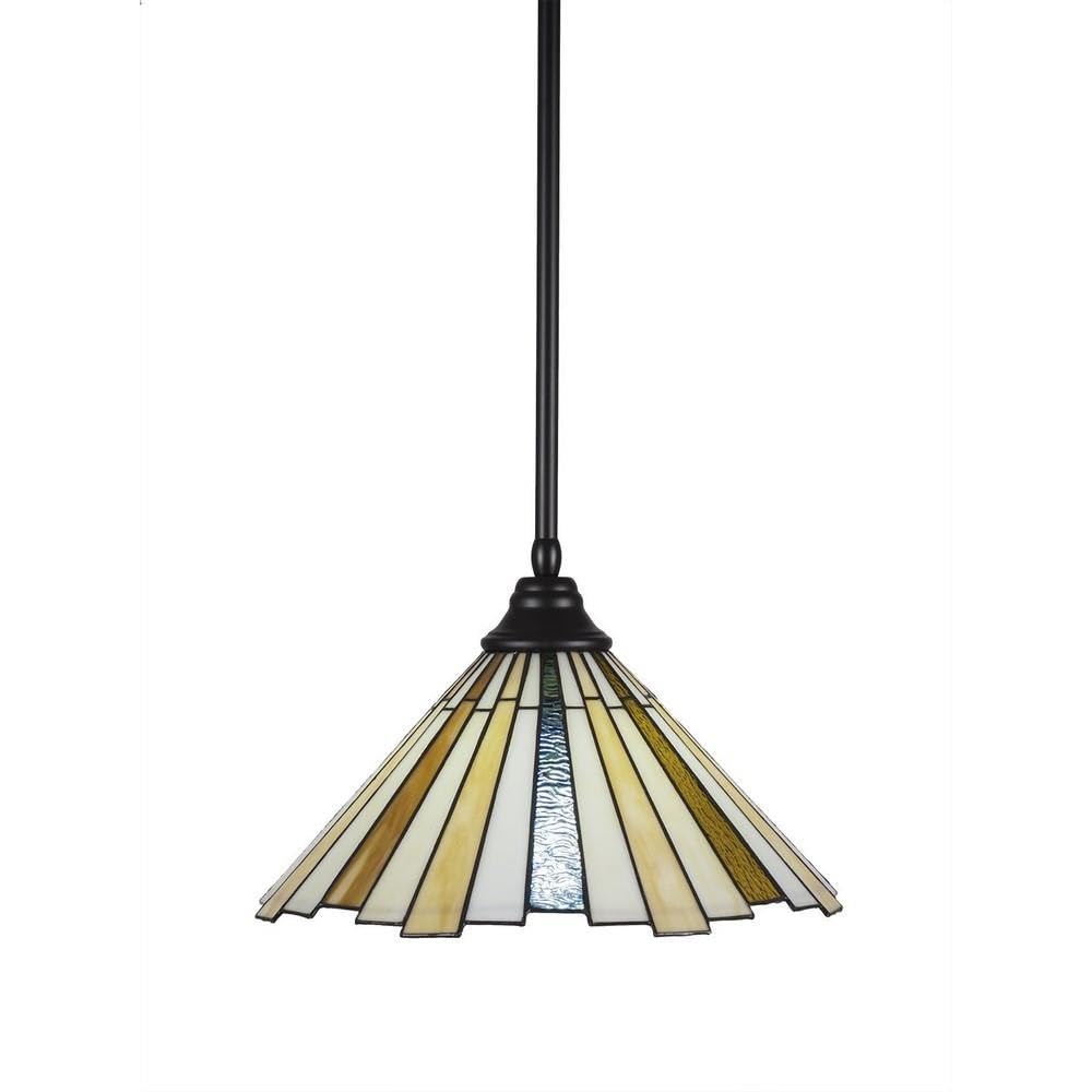 Toltec Lighting 26-Mb-933 Stem Hung Pendant With Sequoia Glass, 16&quot;, Matte Black