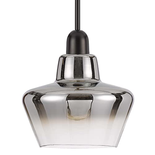 Cal 17&quot; Height Brockton Electroplated Glass Pendant Light With Black Hardware