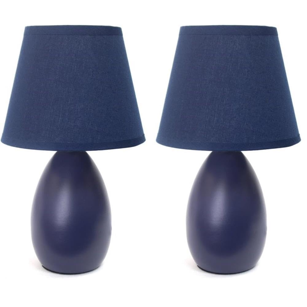 Simple Designs Ceramic Globe Table Lamp 2 Pack In Blue