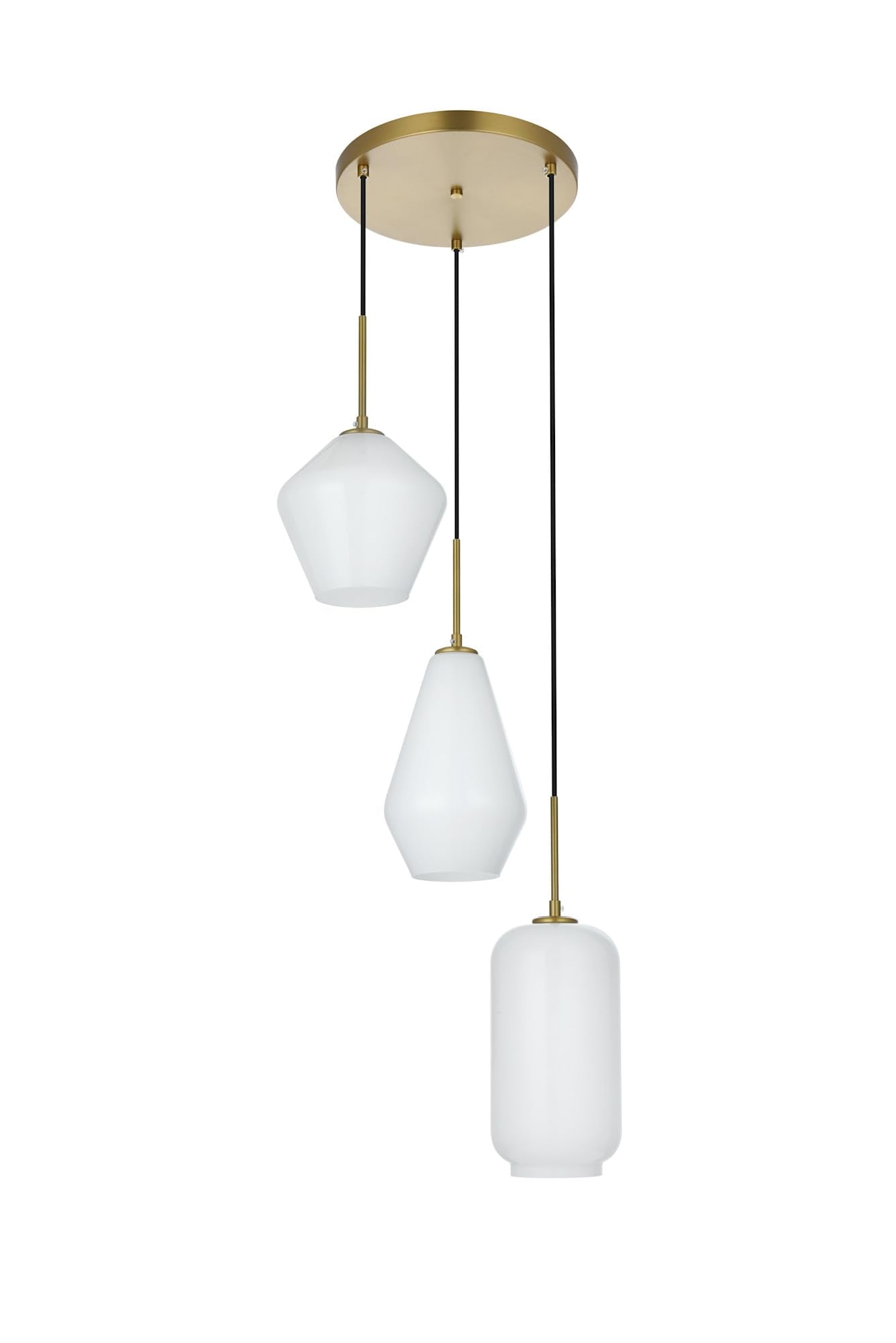 Elegant Lighting Living District Indoor Modern Home Decorative Bright Ceiling Gene 3 Light Chrome and Frosted White Glass Pendant