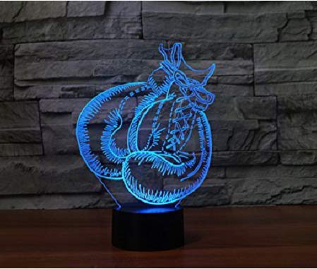 YTDZLTD 3D Boxing Gloves Night Light, 16 Colors, USB Powered, Remote Control, Acrylic, Black, Model 3DLP-1