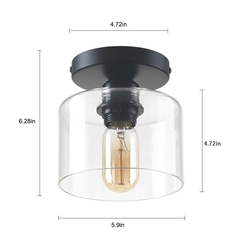 Deamakk Modern Semi-Flush Mount Ceiling Light, Rustic Ceiling Light Fixture For Closet, Hallway, Kitchen, Dining Room, Farmhouse