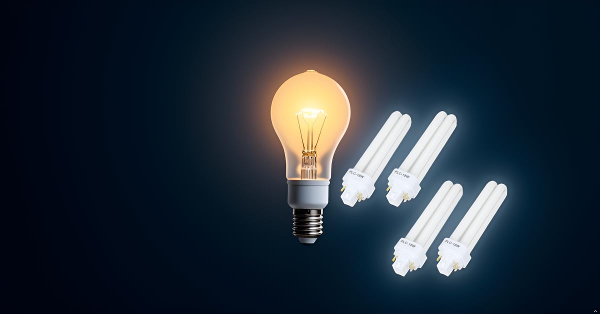 Zfegto Fds18E35/4 Cfl Light Bulbs For Panasonic  4 Pin G24Q-2 Base 18W 3500K Double Tub  Compact Fluorescent Light Bulbs 4Pcs