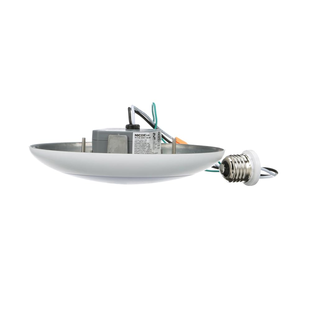 Nicor Lighting 5/6-Inch Dimmable 900-Lumen 4000K Led Surface Mount Retrofit Kit, White Trim (Dls56-3009-120-4K-Wh)