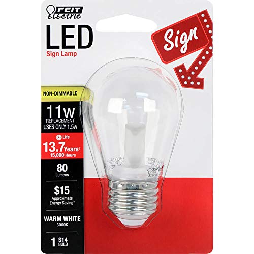Feit Electric BPS14/SU/LED 1.5 Watt E26 S14 Warm White LED Non-Dimmable Light Bulb