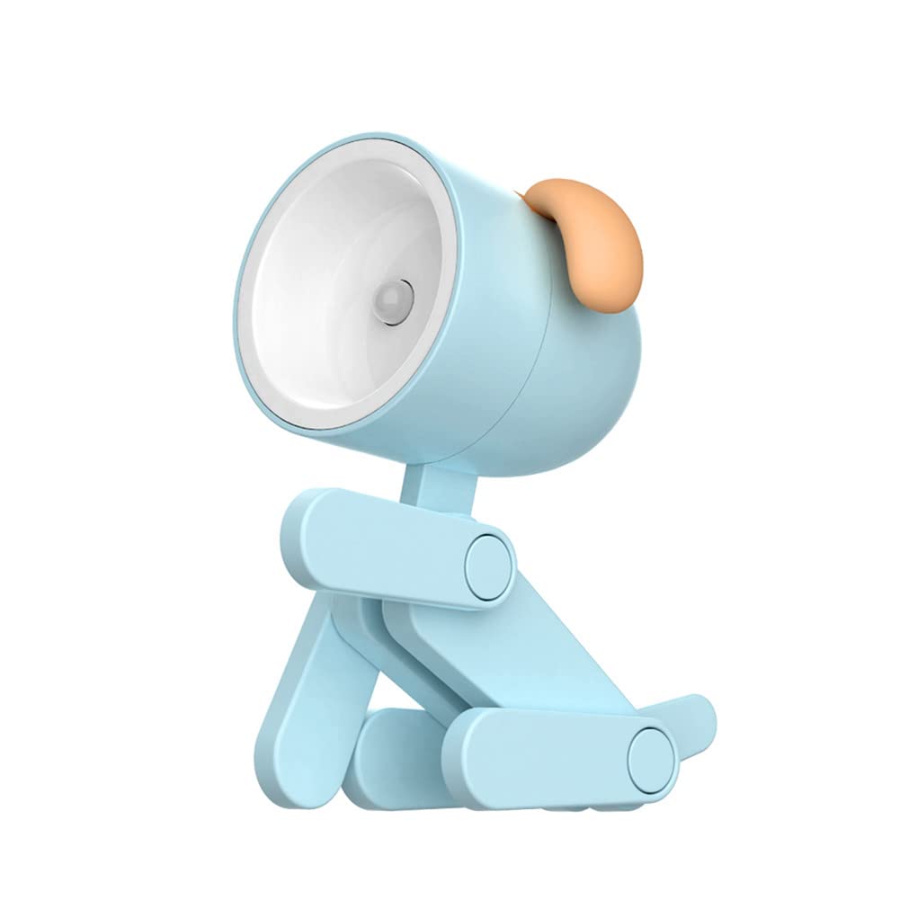 SpassLeben Cute Night Light for Kids, Blue Dog Mini LED Table Lamp, Decorative Nightstand Light