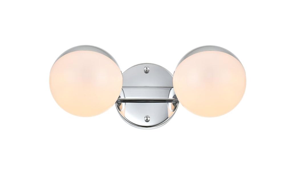 Living District Majesty 2-Light Metal Bath Sconce in Chrome/Frosted White
