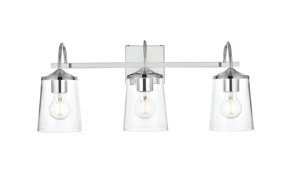Living District Avani 3-Light Iron & Glass Bath Sconce in Chrome & Clear