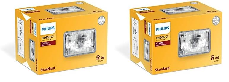 Philips H4666C1 Standard Halogen Sealed Beam headlamp, 2 Pack