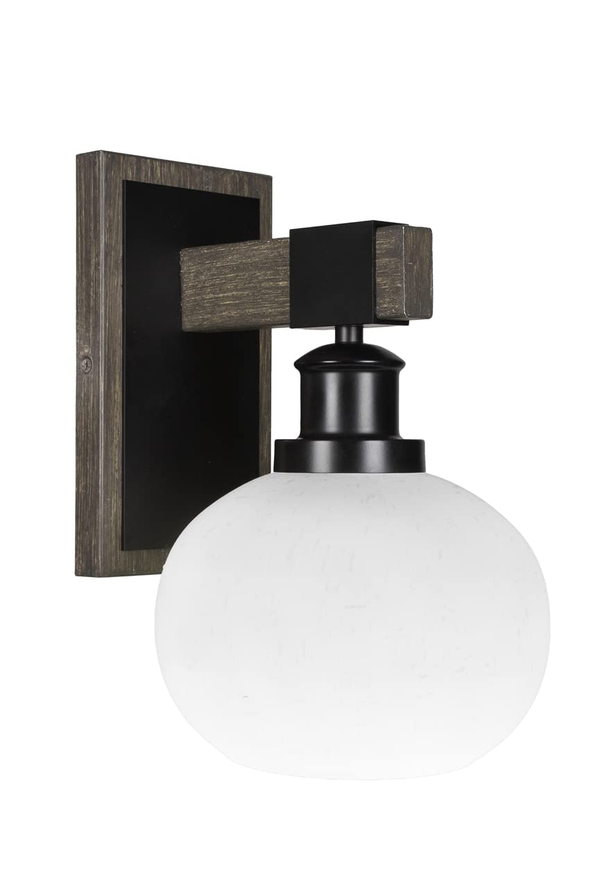 Tacoma - 1 Light Wall Sconce-11 Inches Tall And 7 Inches Wide-Black/Painted Wood Finish-White Muslin Glass Color